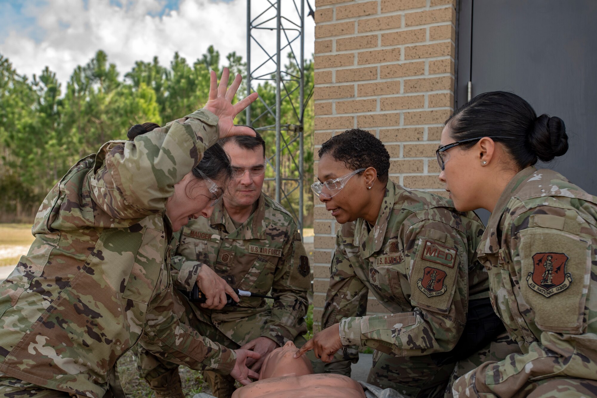 PATRIOT South 2020 participants complete two-day Tactical Combat Casualty Care training course during PATRIOT South 20 at Gulfport Combat Readiness Training Center, Miss., Mar. 1, 2020. PATRIOT South 20 is an annual, accredited Joint National Training Capability exercise that provides a simulated natural disaster environment for units to test their response and capabilities to conduct domestic operations. (U.S. Air National Guard photo by Staff Sgt. Wendy Kuhn)
