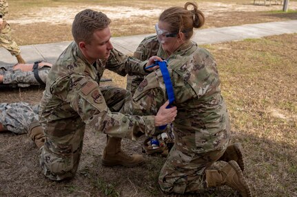 PATRIOT South 2020 participants complete two-day Tactical Combat Casualty Care training during PATRIOT South 20 at Gulfport Combat Readiness Training Center, Gulfport, Miss., Mar. 1, 2020. PATRIOT South 20 provides a simulated natural disaster environment for units to test their response and capabilities to conduct domestic operations.