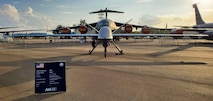 An MQ-9 Reaper sits on display at Singapore Airshow.