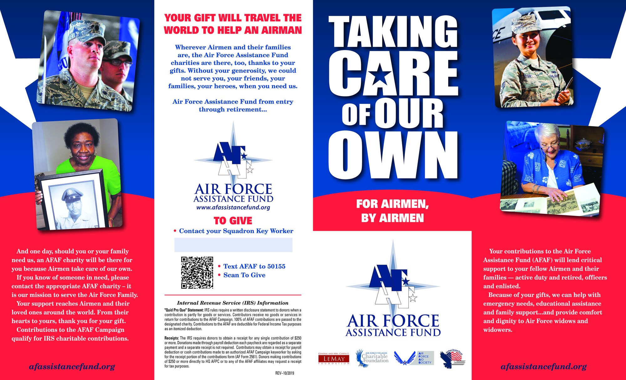 The 2020 Air Force Assistance Fund has begun and will run from  March 2-April 10.  

The Air Force Assistance Fund (AFAF) specifically benefits all Air Force Members and their families, whether they are Reservists, Guardsmen, or Active Duty personnel.  The goal is 100 percent contact to all 931st Air Refueling Wing members  to reach maximum participation.

This year has expanded opportunities for donations from Traditional Reservists, Full-time Reserve Members, Retirees, and both GS and NAF Civilian DoD employees. Training will be given to unit POCs as to which avenues of donation are available to each category, along with all tools and forms
needed to submit contributions.