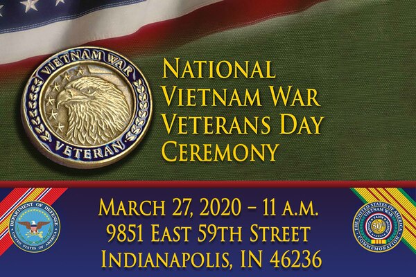 The U.S. Army Financial Management Command, in conjunction with the U.S. Army Reserve’s 310th Expeditionary Sustainment command, are hosting a Vietnam War Veterans Memorial Day commemoration in Lawrence, Indiana, March 27, 2020, at 11 p.m. The event will be held at the 310th ESC headquarters at 9851 East 59th Street, and will feature stories from Vietnam War veterans, a military brass quintet, missing man ceremony and special recognition for all Vietnam War veterans in attendance. (U.S. Army graphic)
