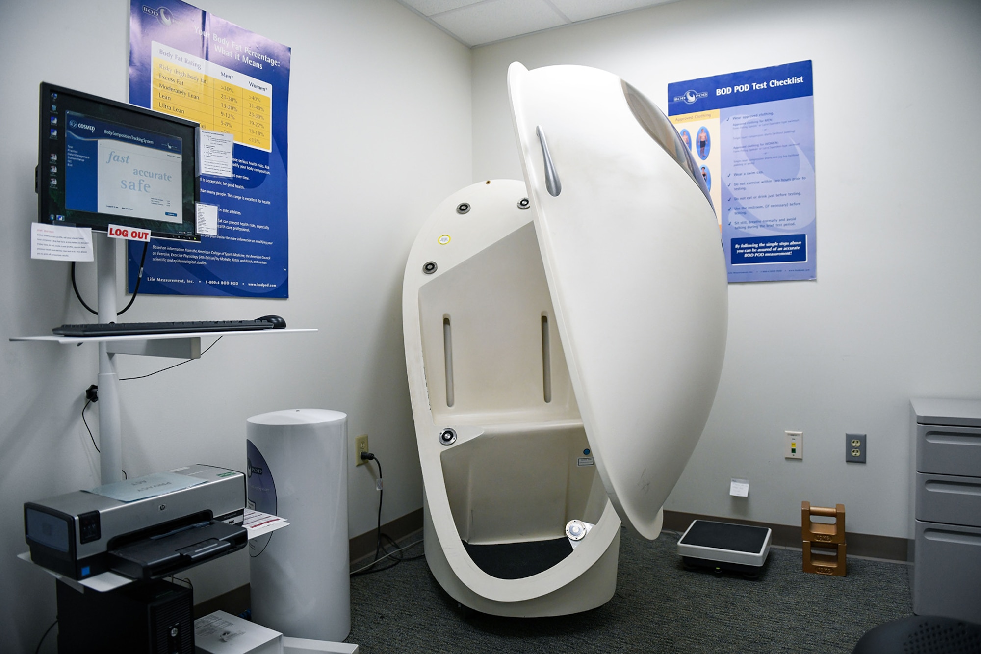 The Body Composition Machine is opened up to reveal the inside, March 5, 2020, at the Human Performance Center at Buckley Air Force Base, Colo.