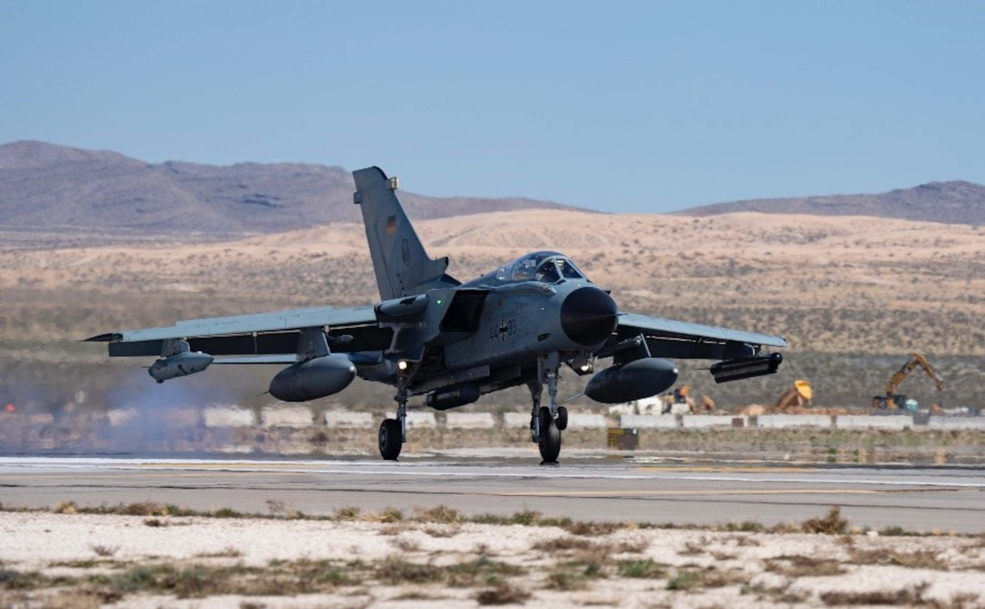 An aircraft prepares to takeoff.