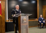 Brig. Gen. Michael Glisson of Festus, Missouri, Director of the Joint Staff, Illinois National Guard, speaks to the audience during his retirement ceremony March 7, at the Illinois Military Academy in Springfield, Illinois.