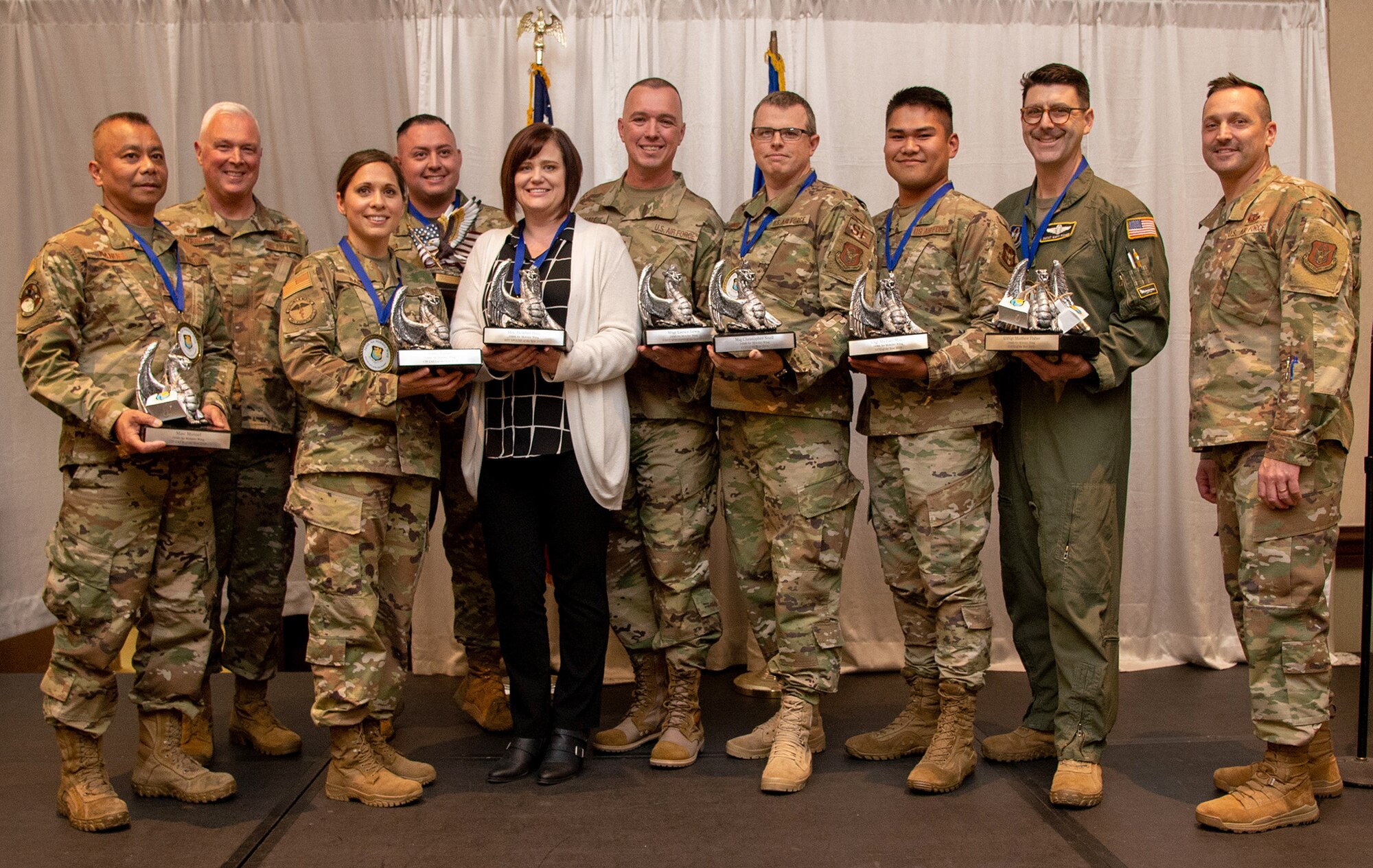 349th Air Mobility Wing annual award nominees and winners were honored during a ceremony March 7, 2020, at Travis Air Force Base, Calif. (U.S. Air Force photo by Senior Master Sgt. Rachel Martinez)