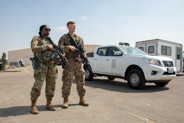 SFS members stand guard on the Al Dhafra flightline
