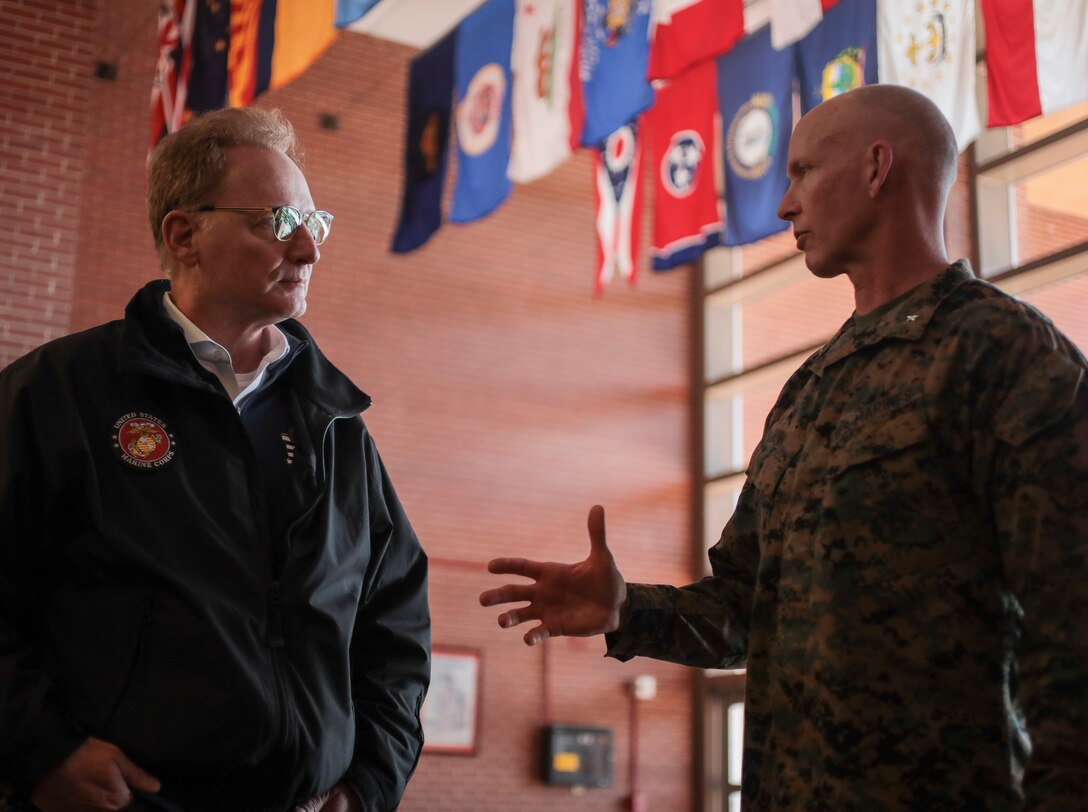 The Honorable Mr. Thomas B. Modly, Secretary of the Navy (Acting), visited Parris Island, S.C. March 6, 2020. Modly visited Parris Island to enhance his understanding of the environment and facilities aboard the depot as an installation in addition to viewing how the U.S. Marine Corps conducts entry-level training.



(U.S. Marine Corps photo by Sgt. Dana Beesley)