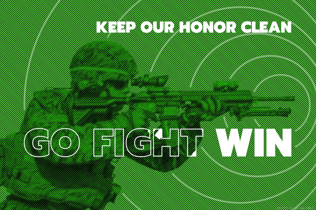 Graphic illustration designed to help promote the commander's message on Dec. 21, 2019, New Orleans. With the ever changing combat environment, our standards of "Go, fight, win. Keep our honor clean" remain consistent. (U.S. Marine Corps graphic illustration created by Pfc. Colby Bundy)