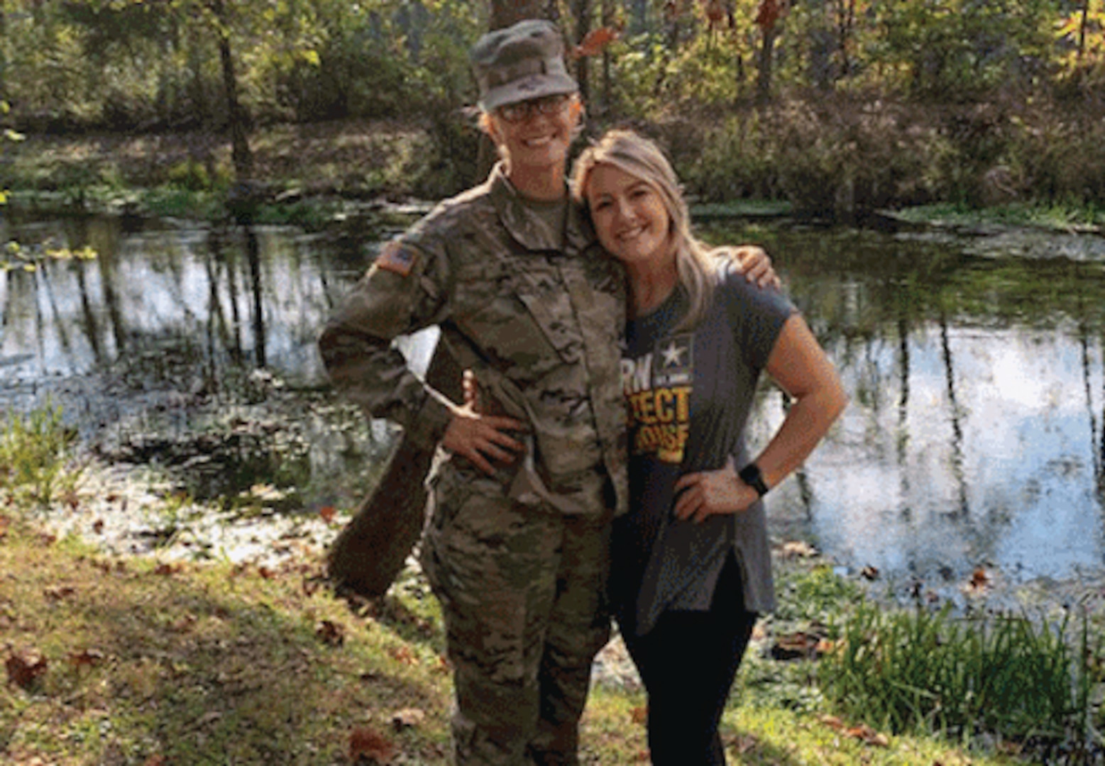 Lexi Ireton, left, and her sister, Hailey, together at Fort Leonard Wood, Missouri. The sisters enlisted together in the Ohio Army National Guard.