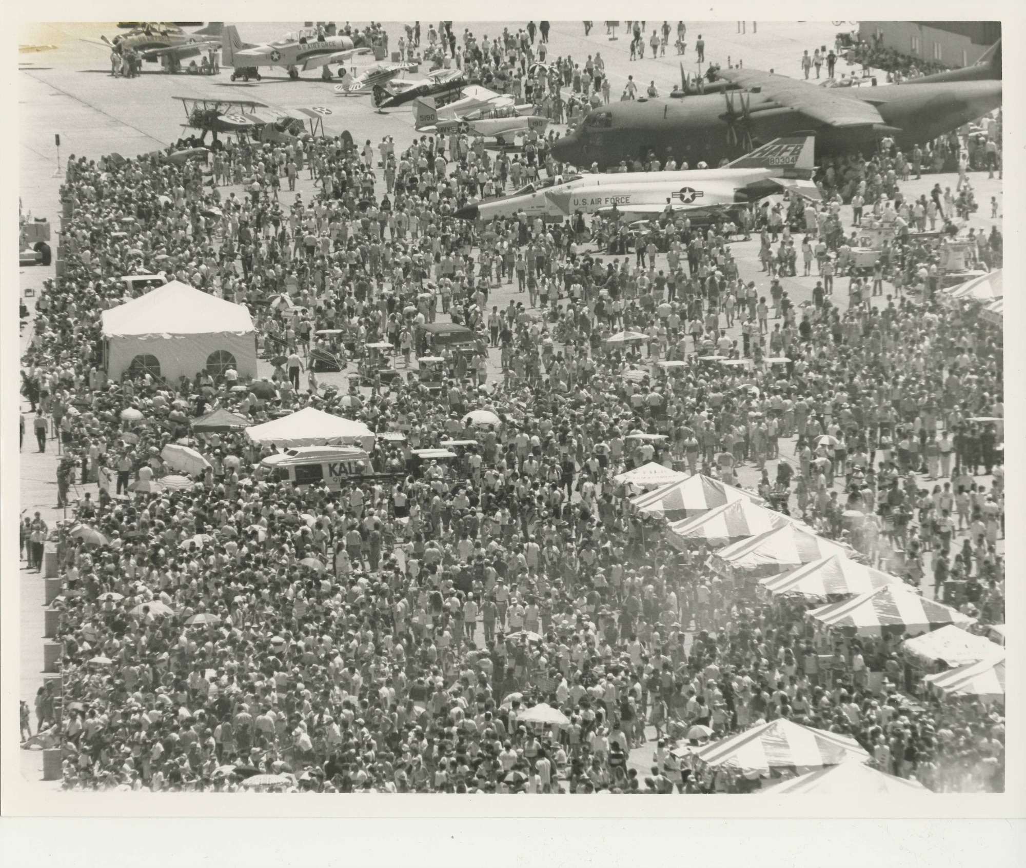 Thousands of visitors on the ramp during an open house and air show at Hill Air Force Base, Utah.
