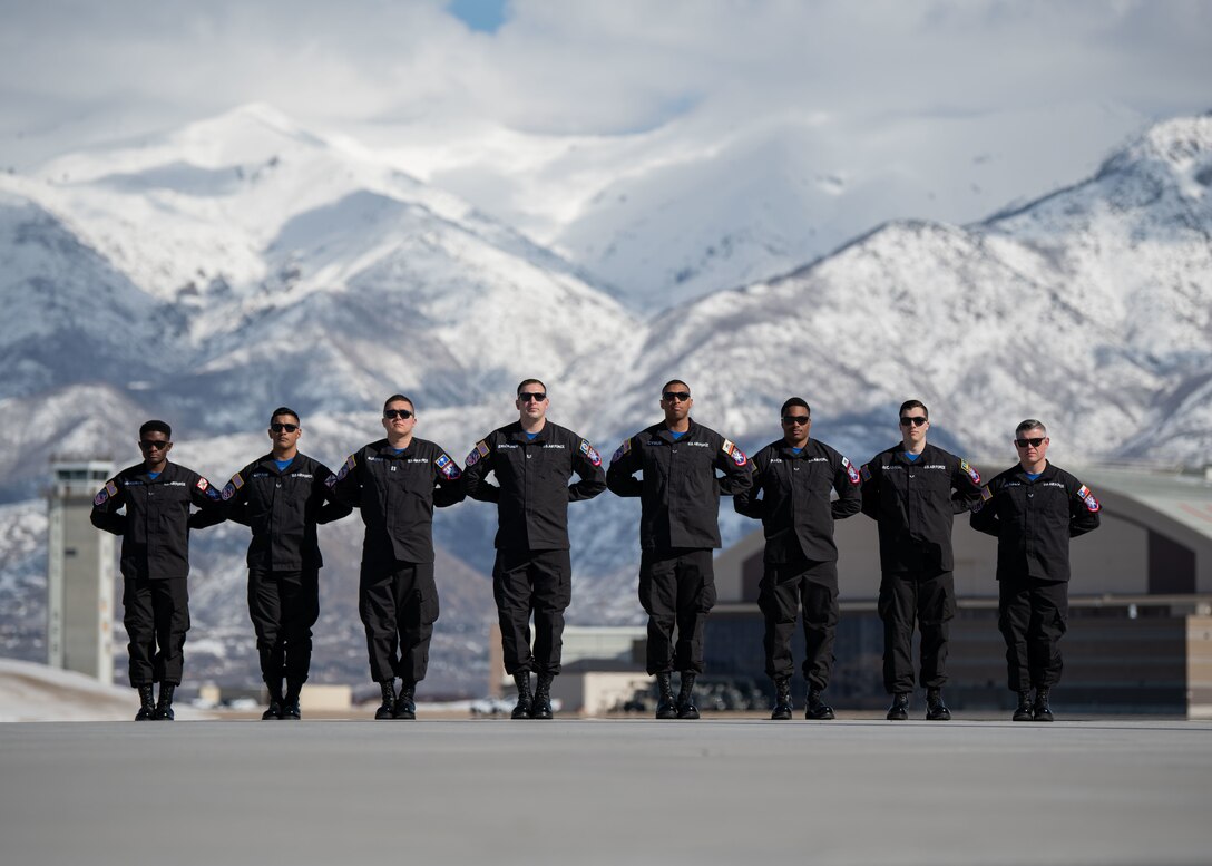 A F-35A Demonstration Team partial group photo