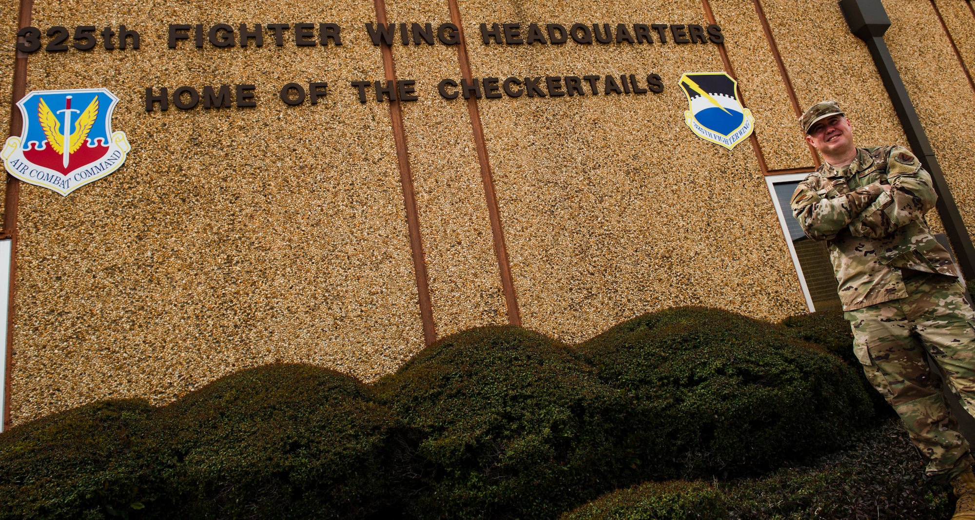 Chaplain Capt. Robert Tilley, 325th Fighter Wing chaplain, poses for a photo at Tyndall Air Force Base, Florida, March 3, 2020. Tilley was recently awarded the Air Combat Command Outstanding Company Grade Chaplain Award. (U.S. Air Force photo by Staff Sgt. Magen M. Reeves)