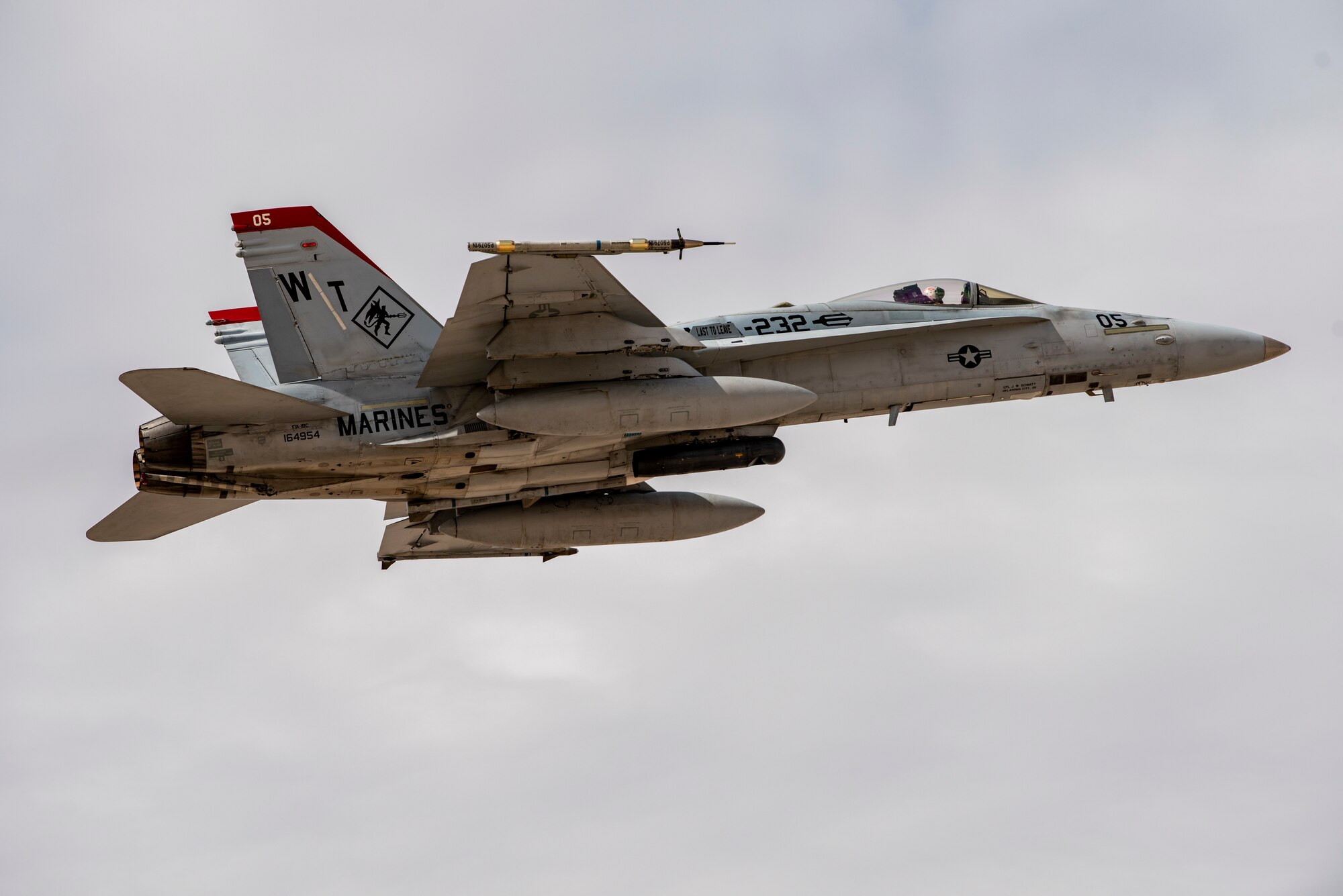 Aircraft flies in the air.