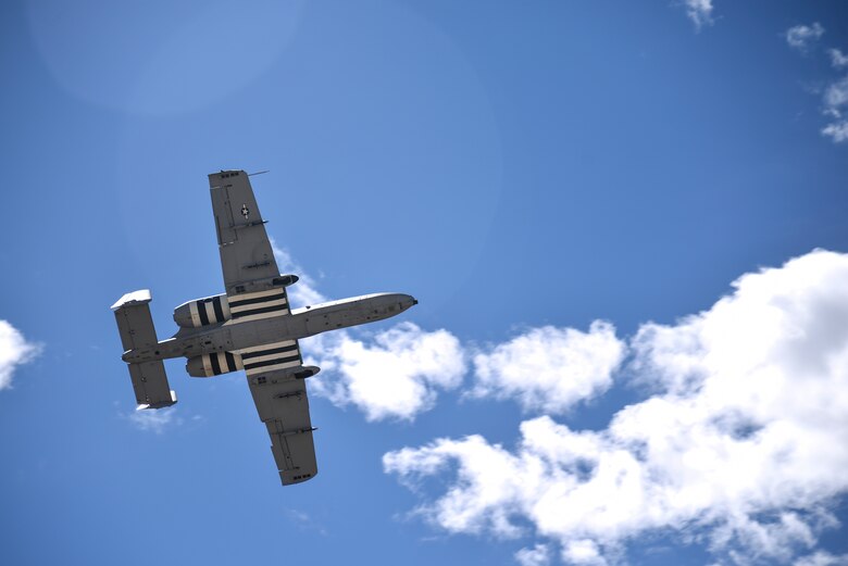 A photo of an A-10 flying.