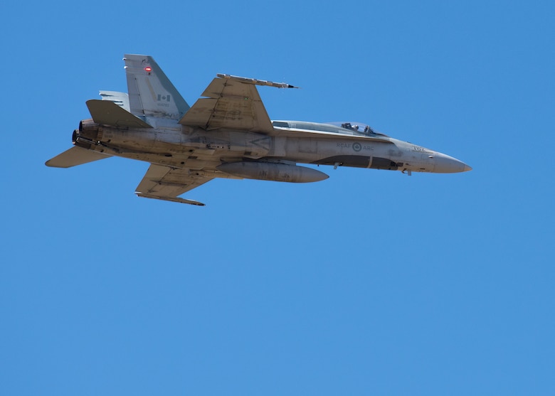 A Royal Canadian air force CF-18 Hornet, assigned to the 433rd Tactical Fighter Squadron in Canadian Forces Base Bagotville, Quebec, Canada, takes off Feb. 25, 2020, at Luke Air Force Base, Ariz.