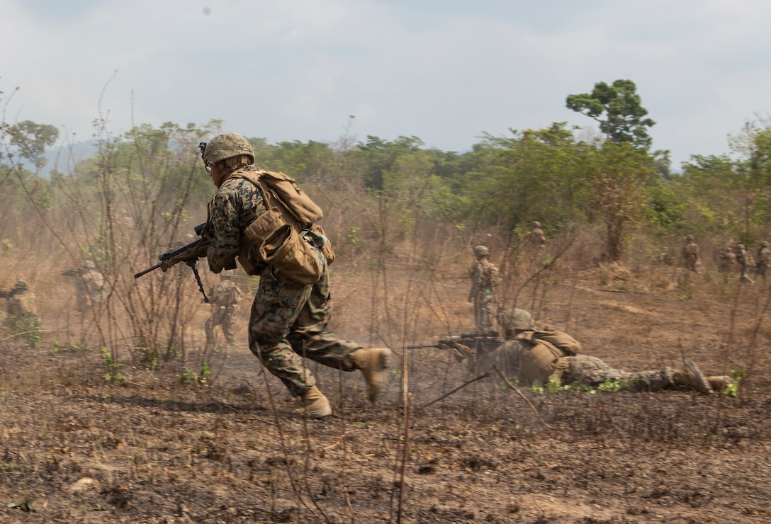 U.S. Marines conduct buddy rush drills while participating in the final exercise during exercise Cobra Gold 2020 at Ban Chan Khrem, Chanthaburi, Kingdom of Thailand, March 5.