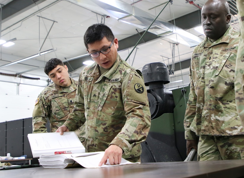 Sgt. Hoang Tran, assigned to the 3rd Brigade, 94th Training Division – Force Sustainment, explains the Joint Light Tactical Vehicle characteristics, features, operations, maintenance aspects to students attending the JLTV Operator New Equipment Training Course at the JLTV Training Center in Fort McCoy, Wis., Feb. 17-21, 2020. The 94th TD-FS leads the JLTV driver’s training courses for all Army components.