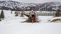 Teams of Soldier-biathlete teams from 21 states compete in the patrol event during the 2020 Chief, National Guard Bureau Biathlon Championship at the Soldier Hollow Nordic Center in Midway, Utah, March 1, 2020.