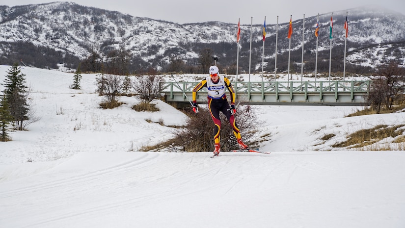 Teams of Soldier-biathlete teams from 21 states compete in the patrol event during the 2020 Chief, National Guard Bureau Biathlon Championship at the Soldier Hollow Nordic Center in Midway, Utah, March 1, 2020.