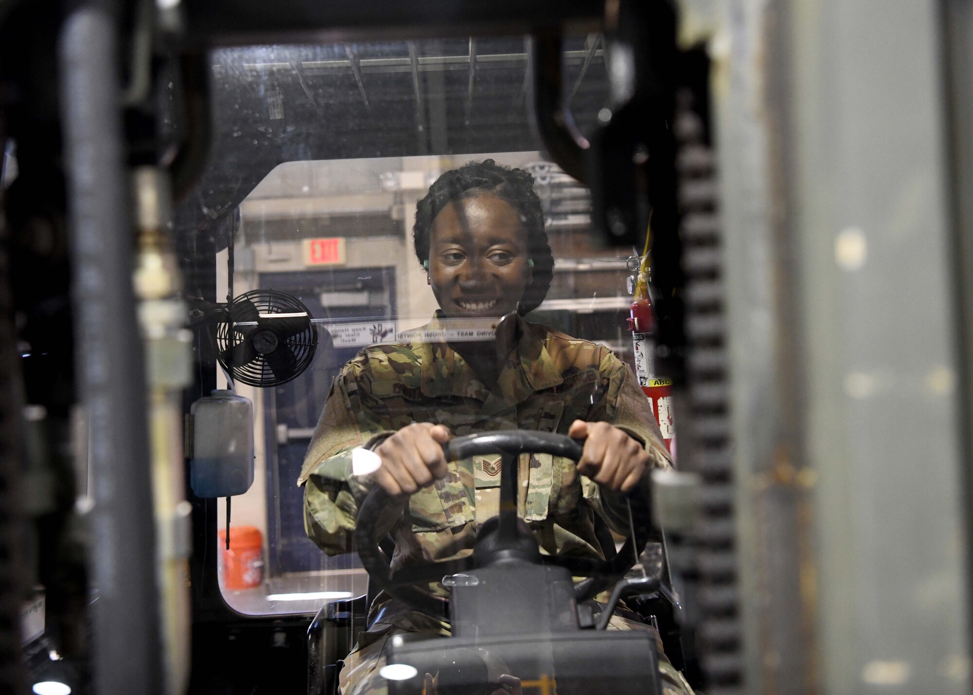 Technical Sgt. Barbara Clark gives insight into the Traffic Management Office at the 104th Fighter Wing. Clark works as a supervisor overseeing inbound and outbound shipments as well as managing airmens training.  (U.S. Air National Guard photo by Airman Camille Lienau)