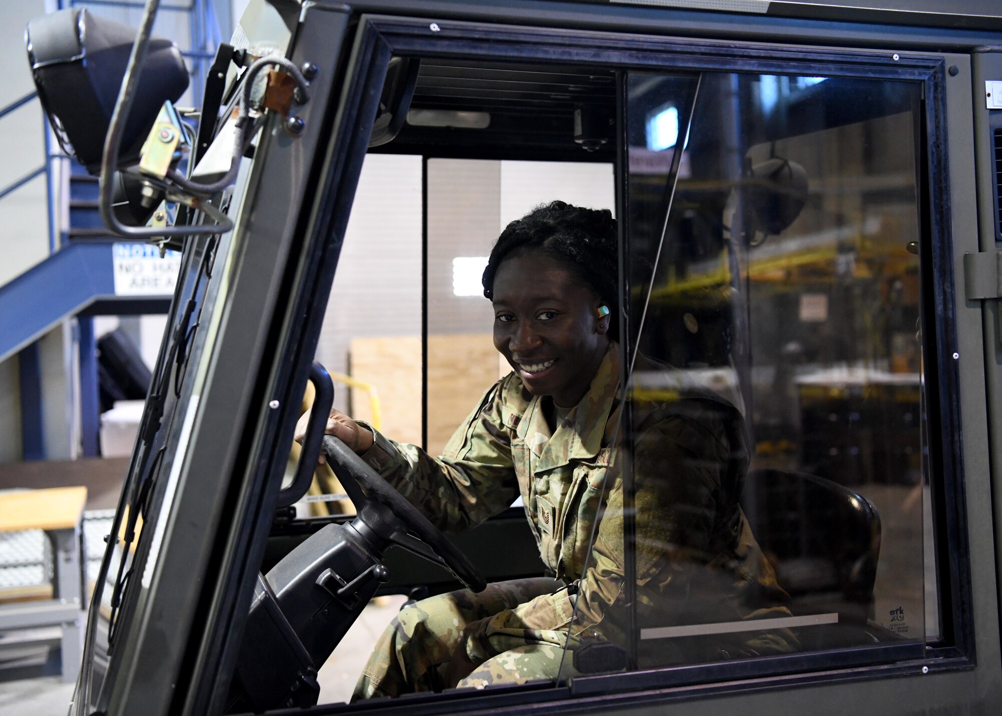 Technical Sgt. Barbara Clark gives insight into the Traffic Management Office at the 104th Fighter Wing. Clark works as a supervisor overseeing inbound and outbound shipments as well as managing airmens training.  (U.S. Air National Guard photo by Airman Camille Lienau)