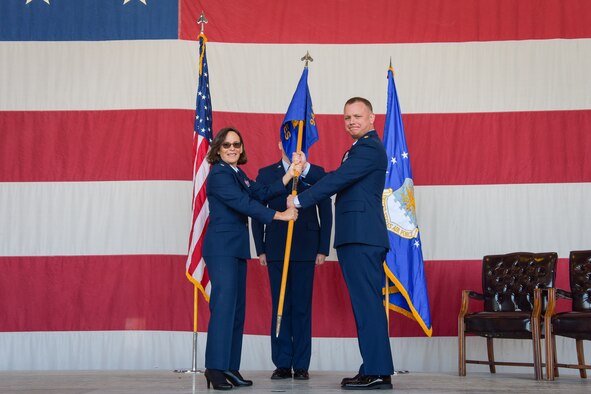 Maj. Scott M. Wilcox, 944th CES commander, assumed command from Lt. Col. Hayley Wihongi, 944th Mission Support Group interim commander. Friends, family, fellow commanders, and the men and women of the 944th CES joined Wilcox and Wihongi for the ceremony that started promptly at 9:44 a.m.