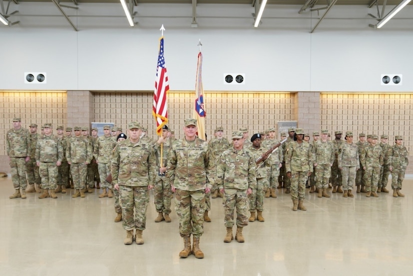 U.S. Army Reserve Brig. Gen. Stuart Werner, a native of Manchester, Pennsylvania, assumes command of 364th Sustainment Command (Expeditionary) in a ceremony held on Mar. 8 in Marysville, Washington. The brief ceremony was officiated by Maj. Gen. Eugene LeBoeuf, commanding general of 79th Theater Sustainment Command, with Col. Vince Rice, deputy commander of the 364th ESC, standing in place of outgoing commander, Brig. Gen. Vincent E. Buggs. The 364th ESC has approximately 4,000 U.S. Army Reserve Soldiers and includes two Regional Support Groups and one Sustainment Brigade that comprise a total of 40 units and spans six states and two time zones in the northwestern portion of the United States. (Photo by U.S. Army Reserve Sgt. Christian Dizon, 477th Transportation Company