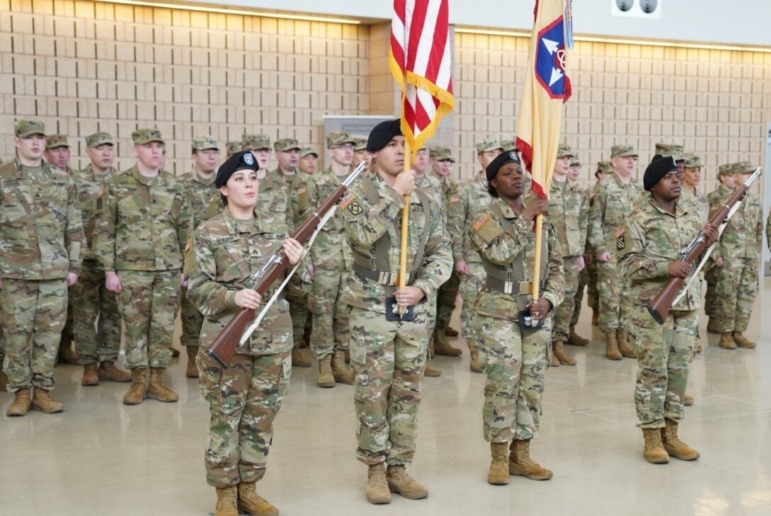 U.S. Army Reserve Brig. Gen. Stuart Werner, a native of Manchester, Pennsylvania, assumes command of 364th Sustainment Command (Expeditionary) in a ceremony held on Mar. 8 in Marysville, Washington. The brief ceremony was officiated by Maj. Gen. Eugene LeBoeuf, commanding general of 79th Theater Sustainment Command, with Col. Vince Rice, deputy commander of the 364th ESC, standing in place of outgoing commander, Brig. Gen. Vincent E. Buggs. The 364th ESC has approximately 4,000 U.S. Army Reserve Soldiers and includes two Regional Support Groups and one Sustainment Brigade that comprise a total of 40 units and spans six states and two time zones in the northwestern portion of the United States. (Photo by U.S. Army Reserve Sgt. Christian Dizon, 477th Transportation Company)