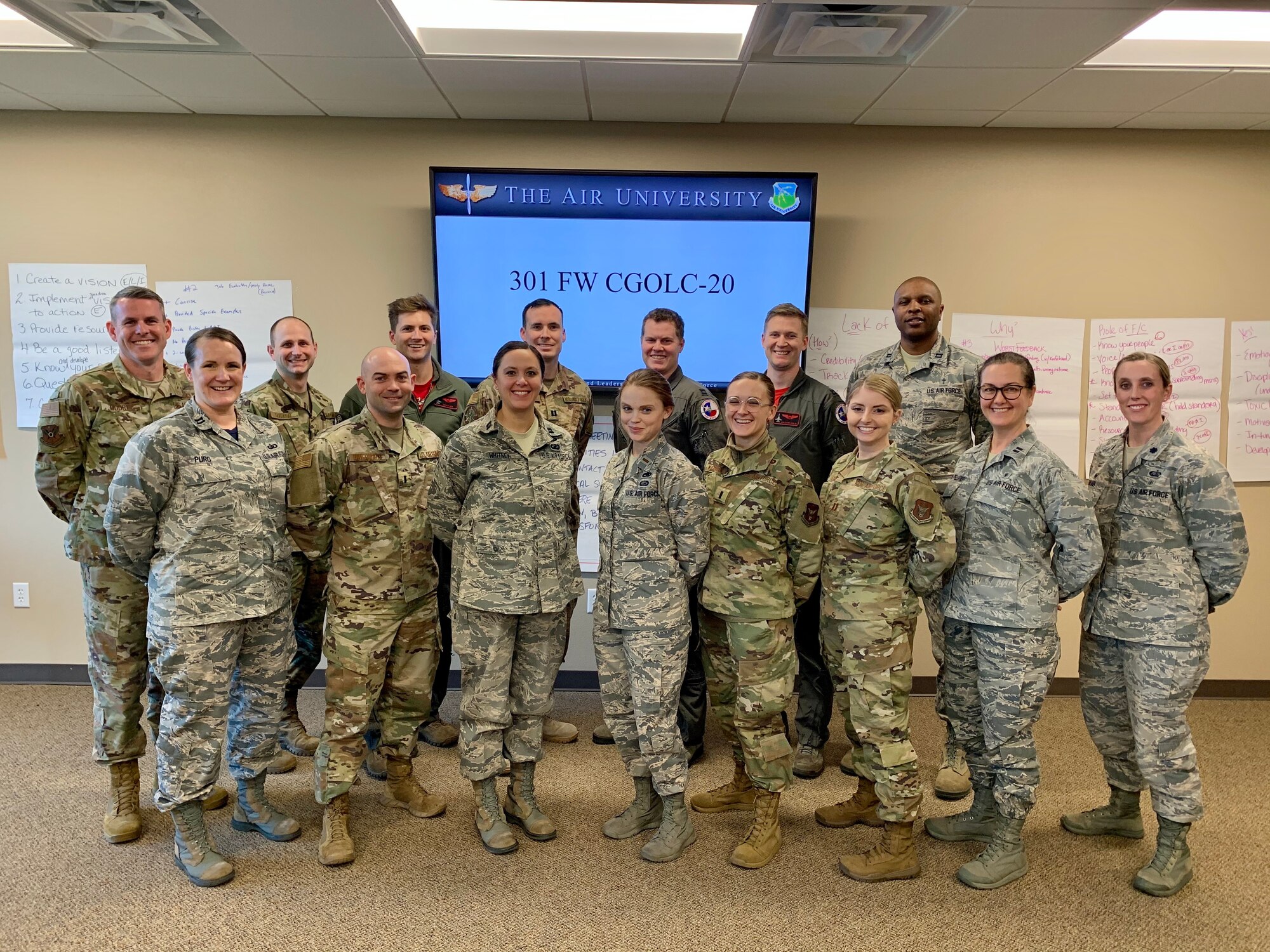Reserve Citizen Airmen from the 301st Fighter Wing Force Support Squadron assigned here hosted leadership development courses for officers from various units February 10 - 14. The CGOLC was held in-residence for the first time in wing history. (courtesy photo)