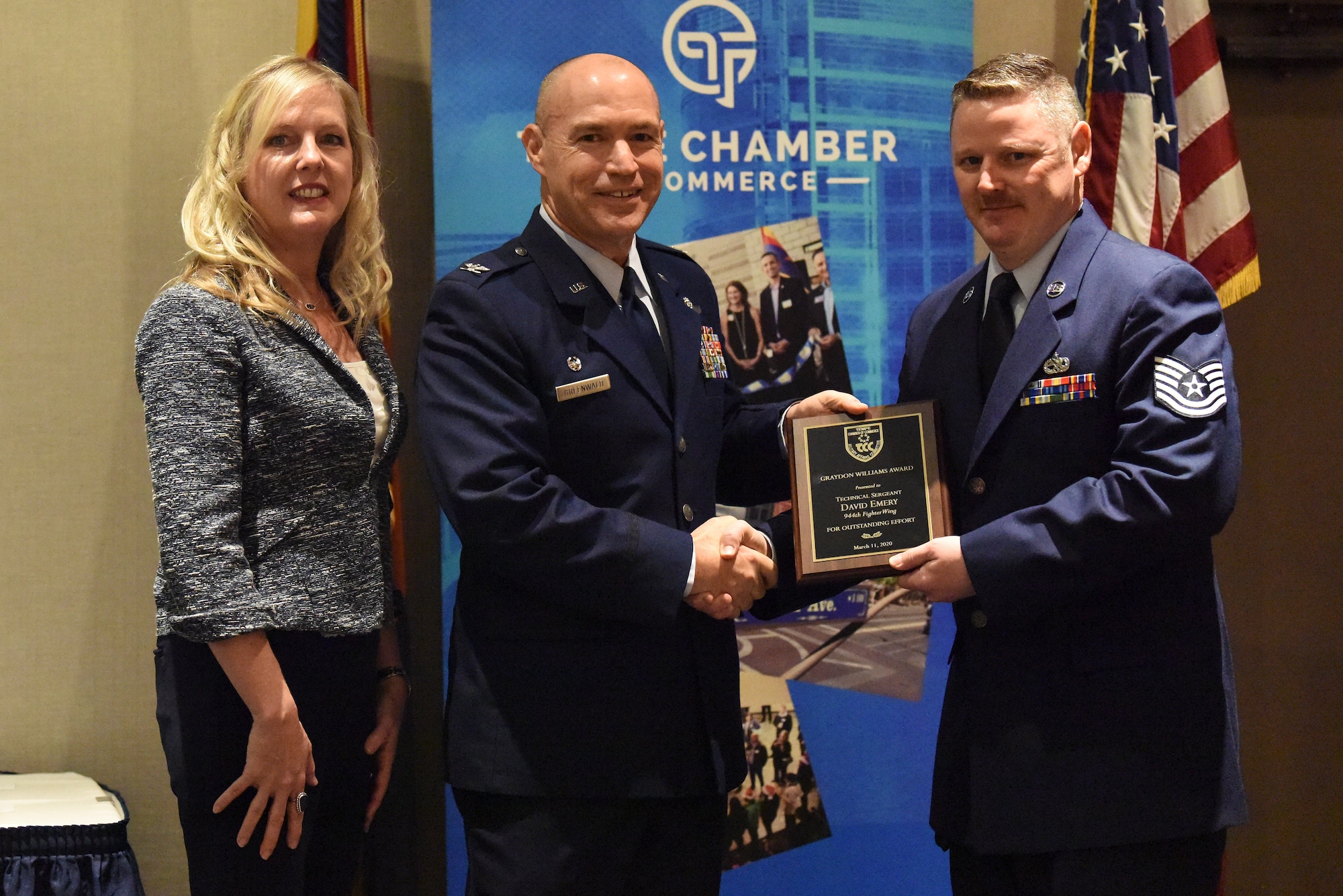 This year’s annual presentation of the Graydon Williams award was received by Tech. Sgt. David R. Emery, 414th Maintenance Squadron quality assurance inspector, Seymour Johnson Air Force Base, N.C.