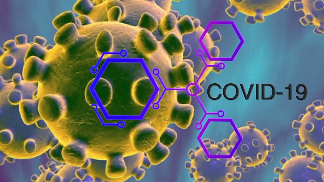 Graphic depicting the COVID-19 virus strain.