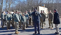 U.S. Army Space and Missile Defense Command team members brief U.S. Military Academy-West Point cadets on High Energy Laser Mobile Test Truck during a live-fire demonstration, March 5, 2020. (U.S. Army photo by Mikayla Mast)