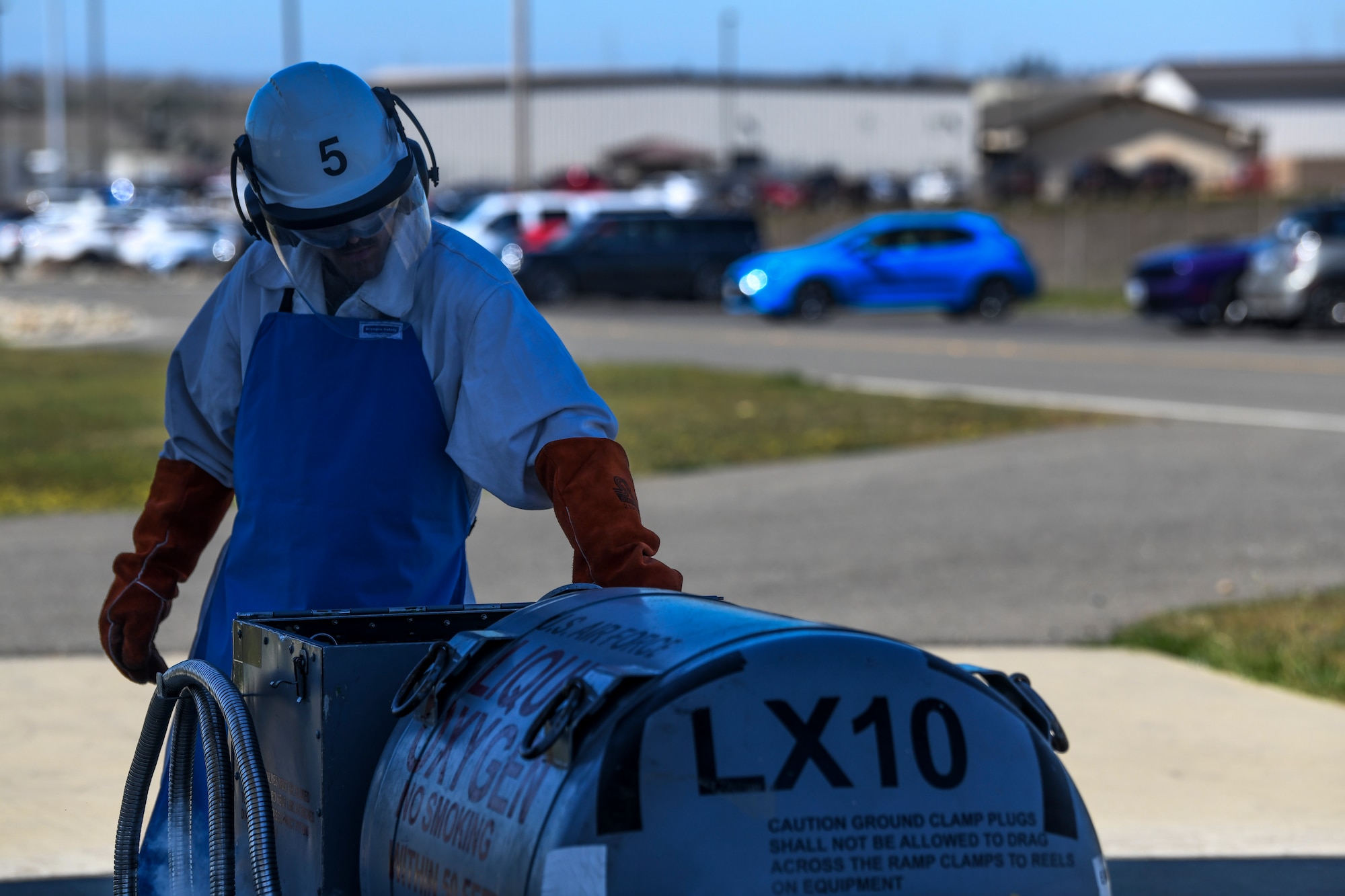 9th Logistic Readiness Squadron (LRS) fuels operators work with Liquid Oxygen
