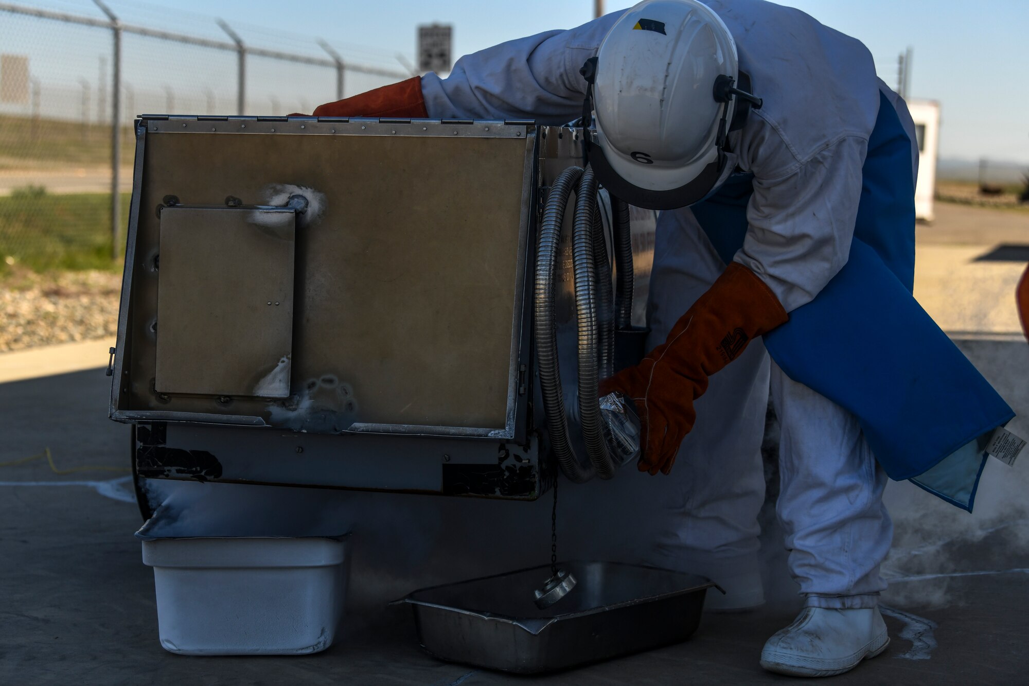 9th Logistic Readiness Squadron (LRS) fuels operators work with Liquid Oxygen