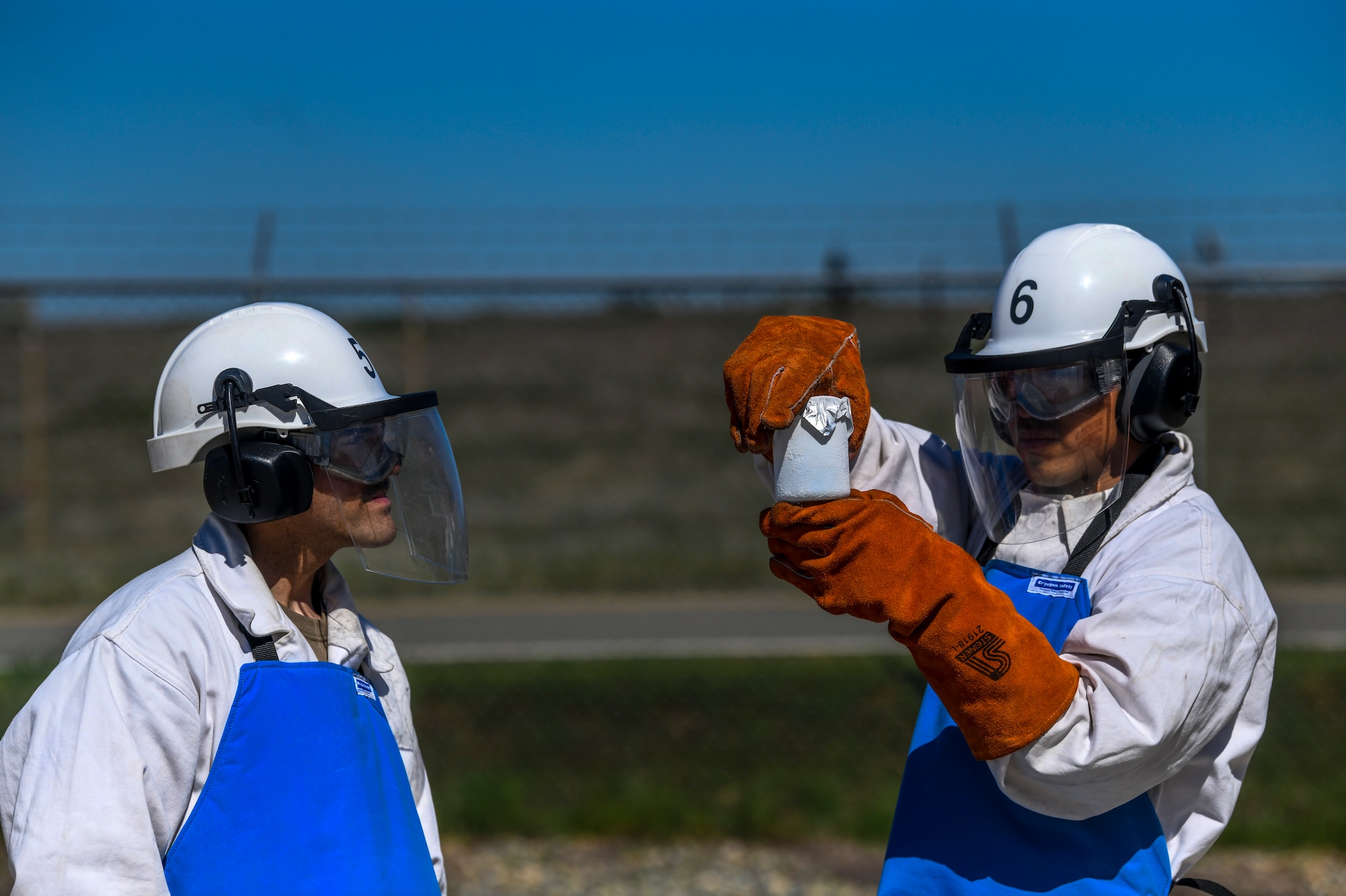 9th Logistic Readiness Squadron (LRS) fuels operators work with Liquid Oxygen