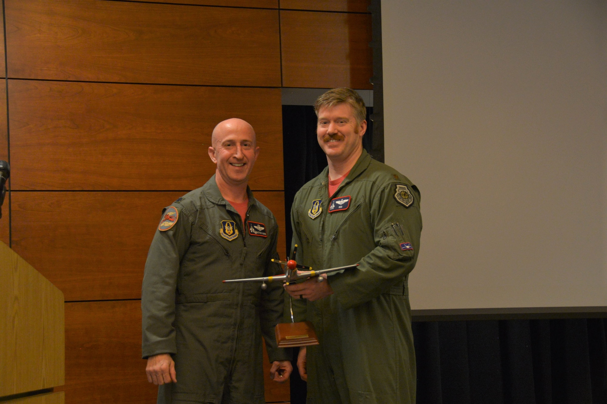 Lt. Col. Christopher Brian Budde poses with Maj. Bradley Roberts.