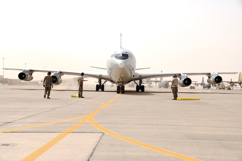 The JSTARs forward deployed to PSAB from Al Udeid Air Base, Qatar as part of an agile combat employment mission meant to test the squadron's ability to conduct missions in the region from an austere location.