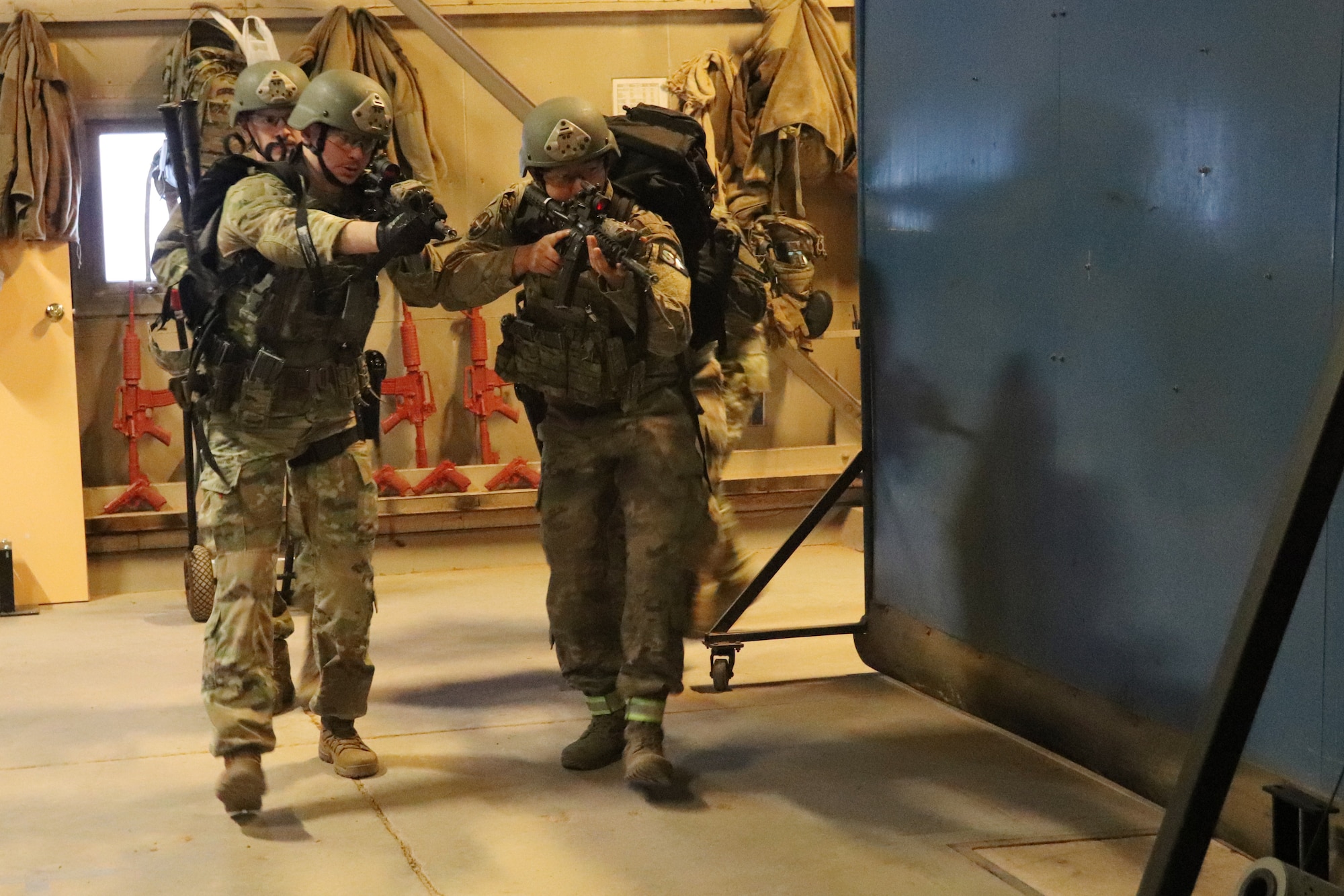 THULE AIR BASE, Greenland – A team of 821st Security Forces Squadron members showcase their skills during a demonstration at the newly renovated Base Defense Operations Center at Thule Air Base, Greenland for the 21st and 50th Space Wing commanders on Feb. 27, 2020. Both wing commanders traveled to the Arctic to spend two days with the men and women at Thule to learn about their duties and listen to their challenges and concerns. (Courtesy Photo)