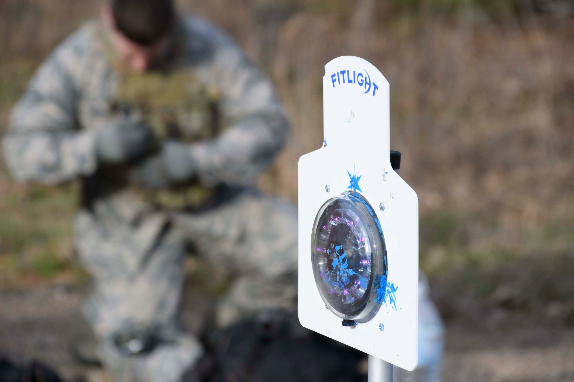 Photo of paint splattered target.