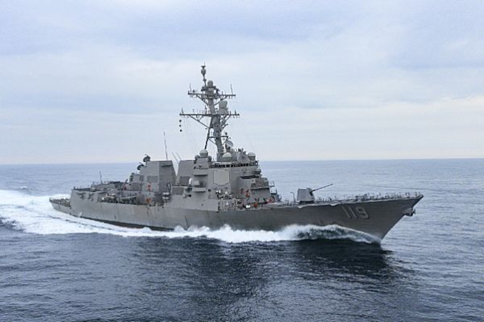 The  Arleigh Burke-class guided-missile destroyer Pre-Commissioning Unit (PCU) Delbert Black (DDG 119) conducts the second builder's trials in the Gulf of Mexico