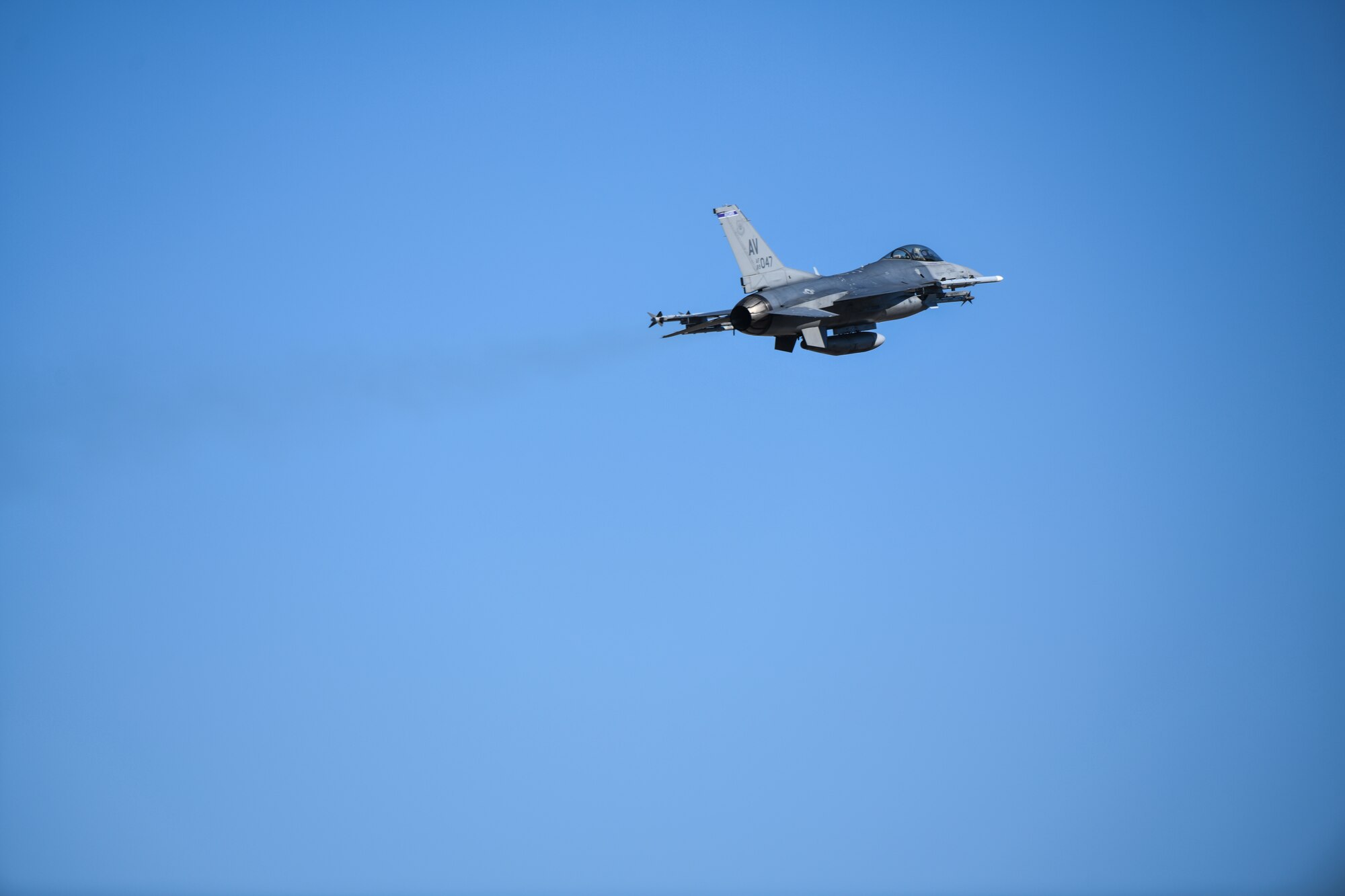 A U.S. Air Force F-16 Fighting Falcon from the 510th Fighter Squadron gains altitude at Aviano Air Base, Italy, March 16, 2020. The 510th FS was originally formed as the 625th Bombardment Squadron (Dive), 405th Bombardment Group, at Drew Field, Florida, in 1943, flying the Douglas A-24 Banshee. (U.S. Air Force photo by Airman 1st Class Ericka A. Woolever)