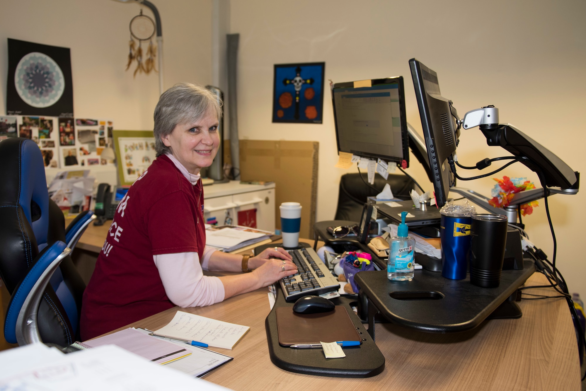 Mary McLean, 423rd Force Support Squadron deputy director, poses for a photo at RAF Alconbury, England, March 13, 2020. McLean provides a variety of support to FSS members at RAF Alconbury and RAF Molesworth, so people can get their jobs done. (U.S. Air Force photo by Airman 1st Class Jennifer Zima)