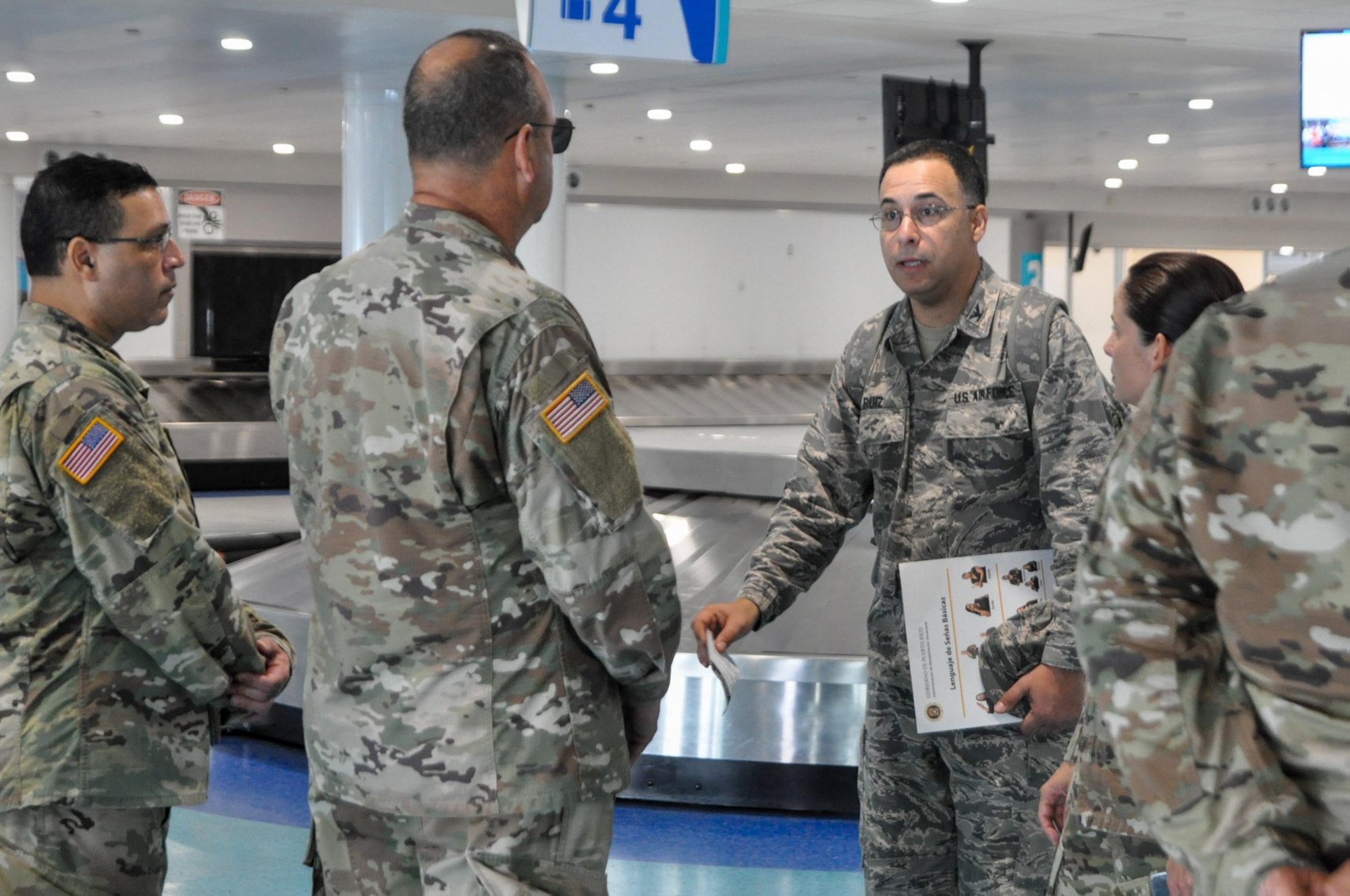 The Puerto Rico National Guard will support the Puerto Rico Department of Health by screening passengers at the Luis Muñoz Marín International Airport, Puerto Rico, to detect suspected cases of coronavirus. (Photo by Alexis Velez)