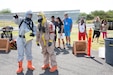 Members of the Utah National Guard Homeland Response Force's decontamination team interact with role players during a mock domestic emergency in support of the Hawaii National Guard’s relief-in-place training exercise at the former Naval Air Station Barbers Point on Oahu, Hawaii, Jan. 28-30, 2020. More than 150 Utah Guard members were transported by military aircraft to Joint Base Pearl Harbor-Hickam to assist and train alongside their Hawaiian counterparts.