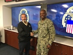Director of Portsmouth Naval Shipyard Detachment Point Loma, California, shares leadership principles and experiences with DLA Distribution San Diego team during visit