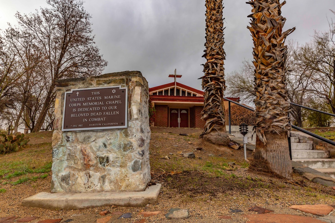Artisans working at Production Plant Barstow, Marine Depot Maintenance Command recreated and mounted this new plaque for the Marine Corps Memorial Chapel aboard Marine Corps Logistics Base Barstow, Calif., March 1. The plaque honors “our beloved dead, fallen in combat.”