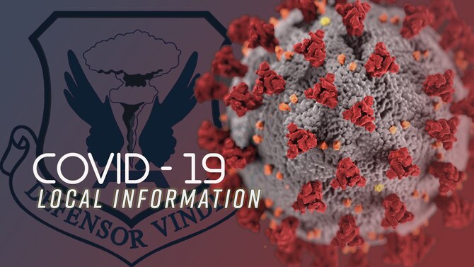 Whiteman Air Force Base updates its uniformed and civilian team members and families daily on its response to the Coronavirus pandemic. (U.S. Air Force graphic by Tech. Sgt. Alexander W. Riedel)