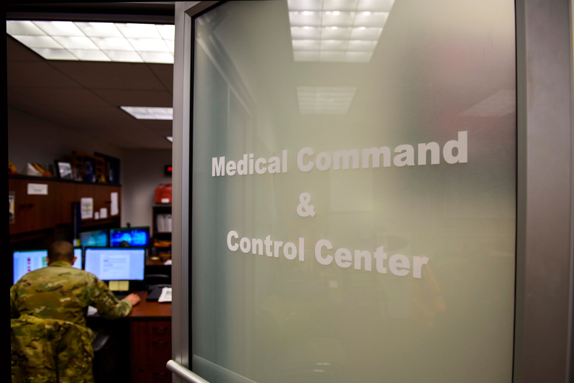 Photo of the sign to the Medical Command and Control Center.