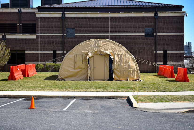 A photo of a tent at the Medical Group at Joint Base McGuire-Dix-Lakehurst.