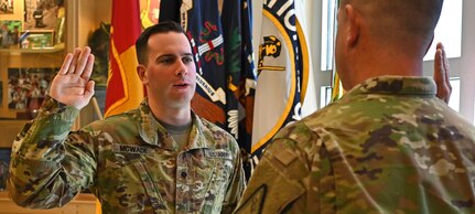 Spc. Jackson McWade is sworn into the New Hampshire Army National Guard.